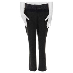 ALC pantaloni slim fit in pelle in vita in tweed di lana grigio navy