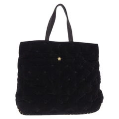 VERSACE Runway Pillow Talk black velvet quilted foldover clutch tote bag