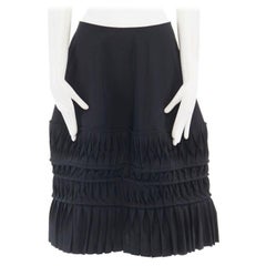 JUNYA WATANABE 1998 black wool blend origami pleated front wrap tie skirt M