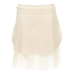 vintage COMME DES GARCONS 1997 beige stacked raw cut rounded pin wrap skirt XS