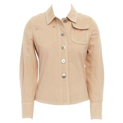 LOUIS VUITTON beige cotton white overstitched pocket detail shirt jacket FR36 S