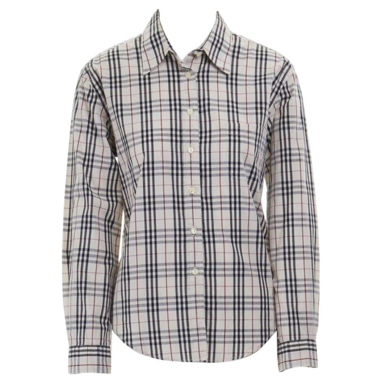 vintage BURBERRY House Check cotton long sleeve slim fit shirt top M For Sale