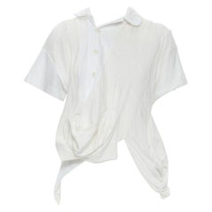 TRICOT COMME DES GARCONS 2013 white patchwork draped deconstructed top M