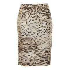 LANVIN Alber Elbaz 2010 brown leopard print pencil skirt FR36 XS