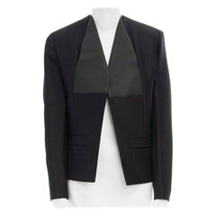 BALENCIAGA GHESQUIERE 2012 giacca senza collo in pelle nera FR34 XS