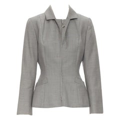vintage CHRISTIAN DIOR grey wool CD charm panel contracted jacket pants FR40 M