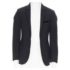 LANVIN ALBER ELBAZ wool blend black velvet peak lapel formal blazer jacket FR44