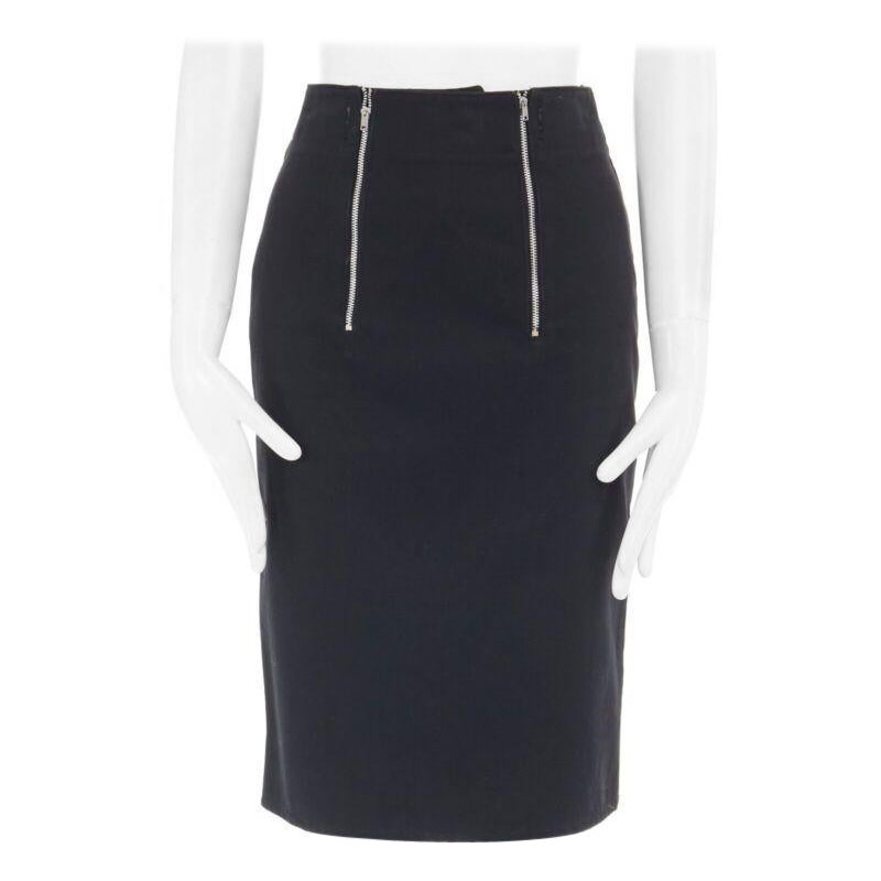 JEAN PAUL GAULTIER black cotton dual zip circle stitch padded bum skirt 25" XS For Sale