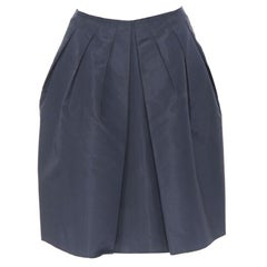 PRADA black cotton pleated front A-lone skirt IT38 27"