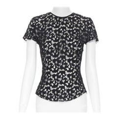 NINA RICCI camiseta de manga larga con cremallera y encaje negro FR40 XS
