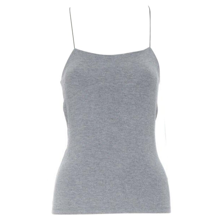 T BY ALEXANDER WANG grey cotton jersey wire spaghetti strap cami tank top XS For Sale