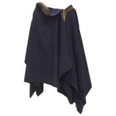vintage Runway JUNYA WATANABE 2004 navy zipper trimmed raw handkerchief skirt S