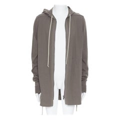 RICK OWENS 2020 Tecualt dust grey zip front UFW print back long hoodie S