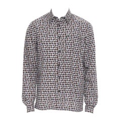 PRADA 2018 Losanga abstract geometric print studded collar shirt EU39 M
