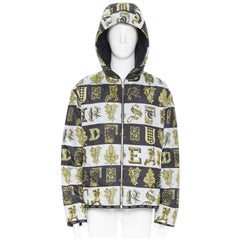 VERSACE Reversible Baroque Alphabet gold black nylon quilted jacket IT58 4XL