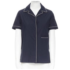 JIL SANDER marineblaues Baumwoll-Kuban-Hemd mit kurzen Ärmeln und Kurzarm aus Baumwolle FR34