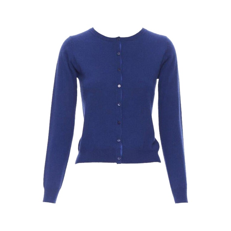 JOSEPH 100% Kaschmir-Pullover mit kobaltblauer Knopfleiste S