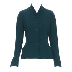 Vintage KARL LAGERFELD green wool graphic button paneled blazer jacket FR36