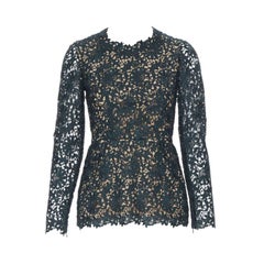 STELLA MCCARTNEY 2013 grün geblümte Guipure-Spitze gefüttertes Oberteil mit Taille IT36 XS