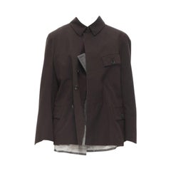 pasarela COMME DES GARCONS 1998 chaleco corsé lana gris burdeos blazer M