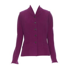 vintage KARL LAGERFELD purple wool graphic button paneled blazer skirt suit FR36
