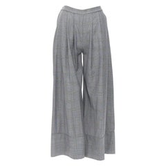 MICHAEL LO SORDO 100% wool grey herringbone check wide cuff wide pants UK6