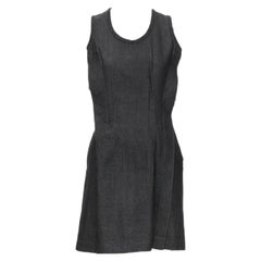 vintage COMME DES GARCONS 1991 robe en denim indigo foncé à coutures pincées S