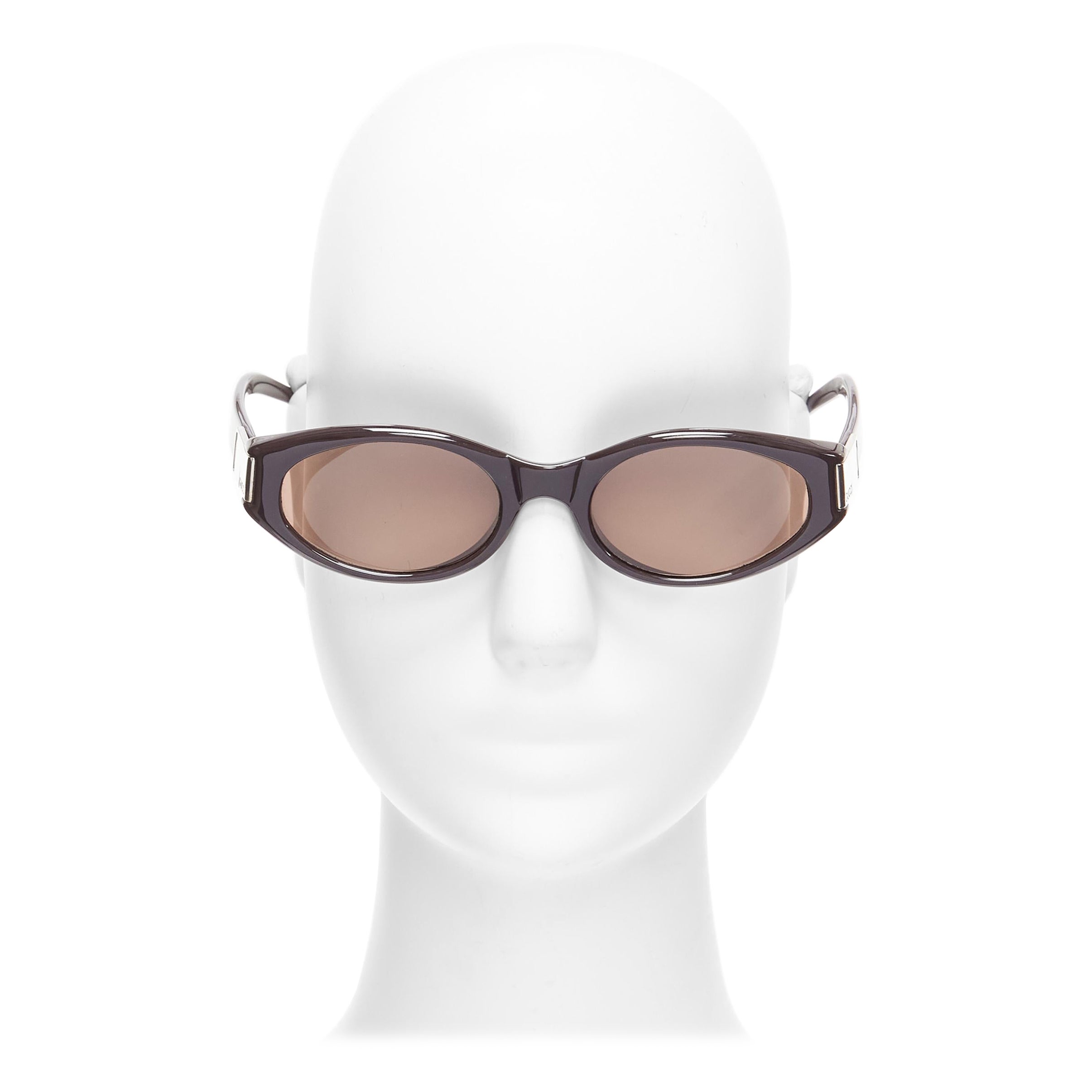 GUCCI Vintage GG2411S dark brown GG logo egg shape retro sunglasses For Sale