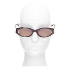 GUCCI Vintage GG2411S dunkelbraun GG Logo Ei-Form Retro-Sonnenbrille