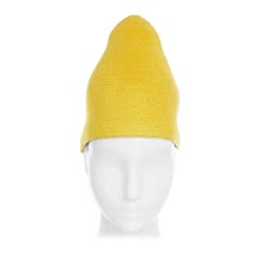 Issey MiYAake Pleats Please Cappello marocchino in paglia rafia giallo limone Raro