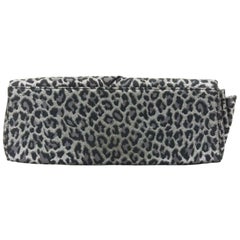 CHRISTIAN LOUBOUTIN Aionoeud silver leopard asymmetrical bow elongated clutch