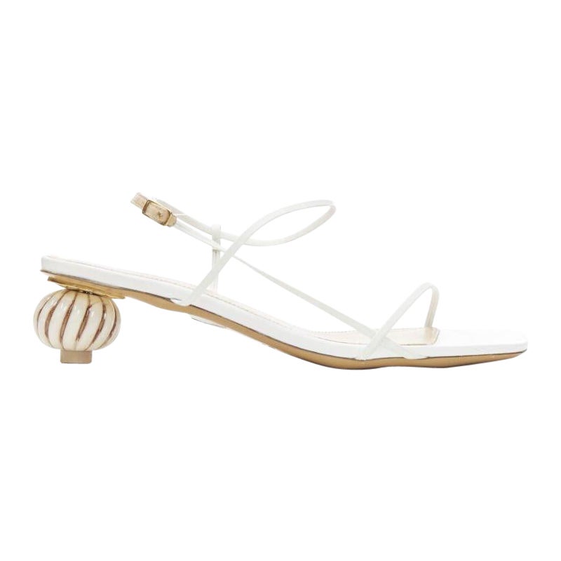 JACQUEMUS Les Sandales white minimal decorative ball heel sandal EU38