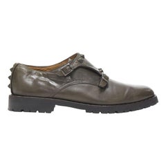 VALENTINO Rockstud stud embellished strap dual buckle monk brogue loafer EU42