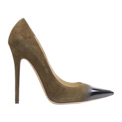 JIMMY CHOO forest green suede black gradient lacquared pointed pigalle EU39.5