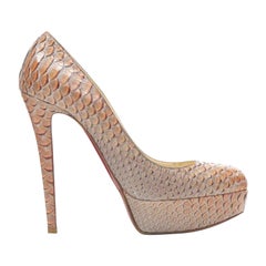 CHRISTIAN LOUBOUTIN Bianca 140 orange grey scaled leather platform pump EU37.5