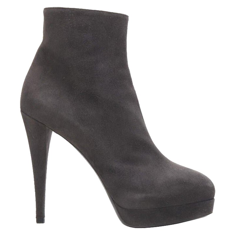 Yves SAINT LAURENT bottines à plateforme en daim gris foncé EU37.5