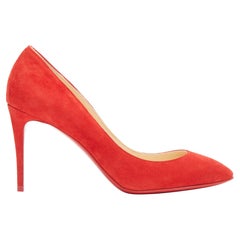 CHRISTIAN LOUBOUTIN Eloise 85 Loubi red suede almond toe classic pump EU36