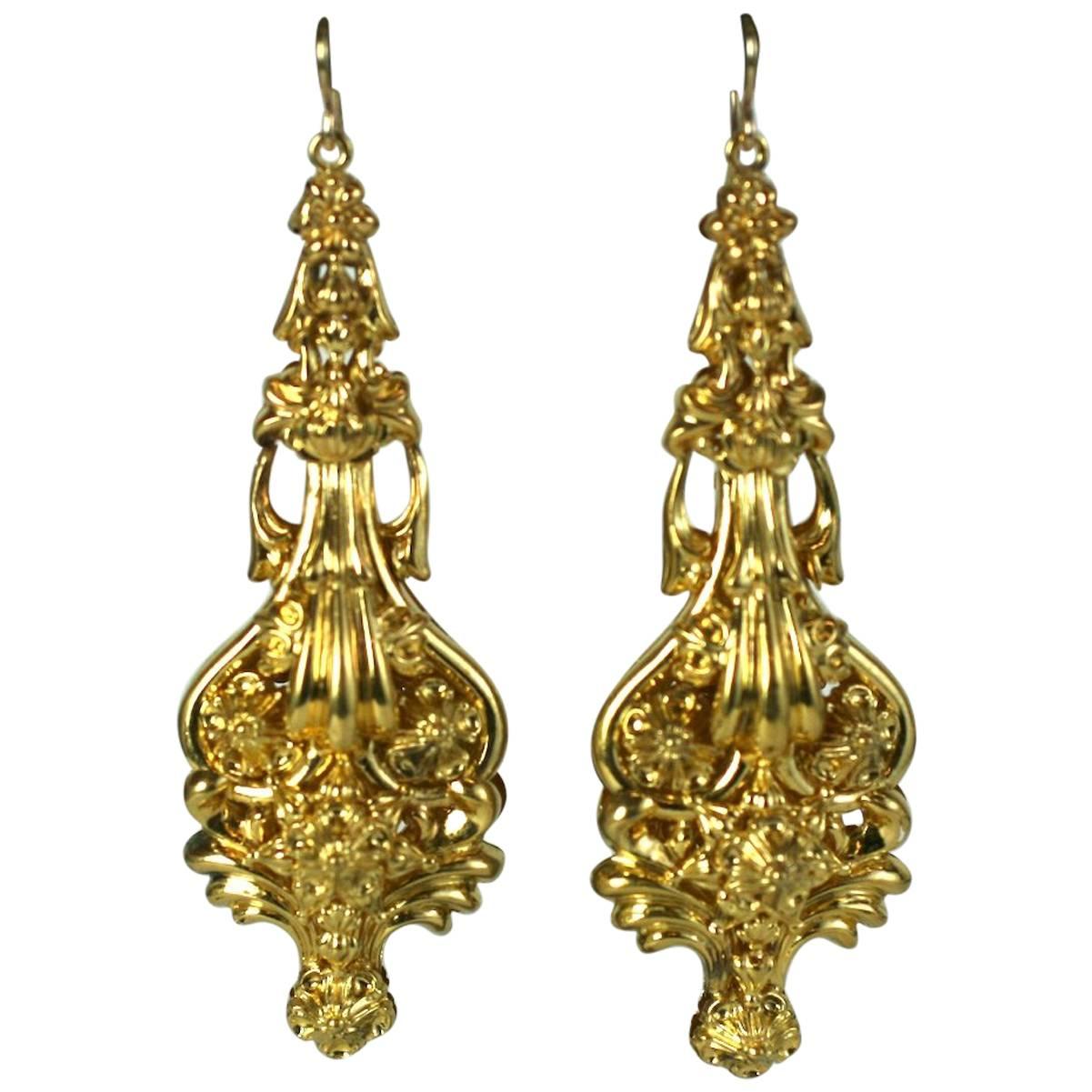 19th Century Massive Pinchbeck Earrings