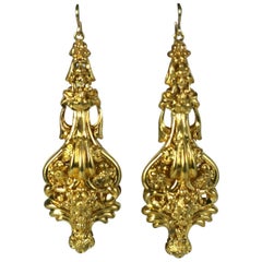 Antique 19th Century Massive Pinchbeck Earrings