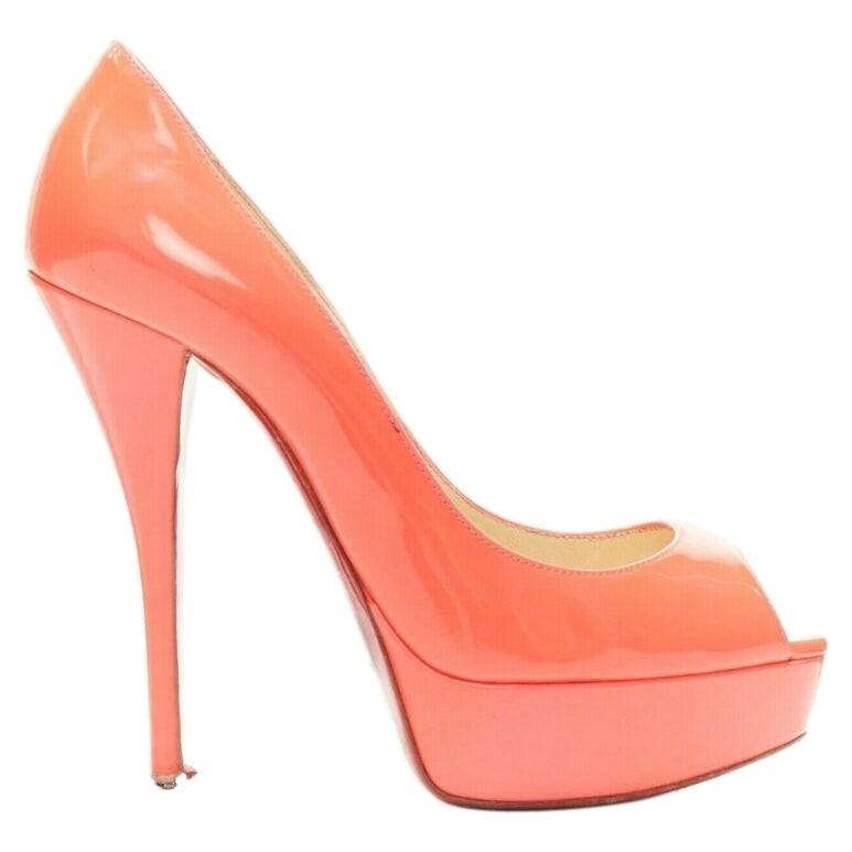 CHRISTIAN LOUBOUTIN Lady Peep 130 fuchsia hot pink platform high heel shoes EU36 For Sale