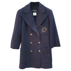 Chanel Tweed Double Breasted Coat Blazer