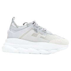 VERSACE Chain Reaction Reflective Silver Crystal Rhinestone sneaker EU38 US5