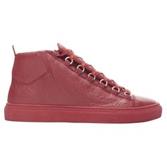 BALENCIAGA Arena Tumbled Calf Red high top sneakers EU40 US7 483497WAY406212