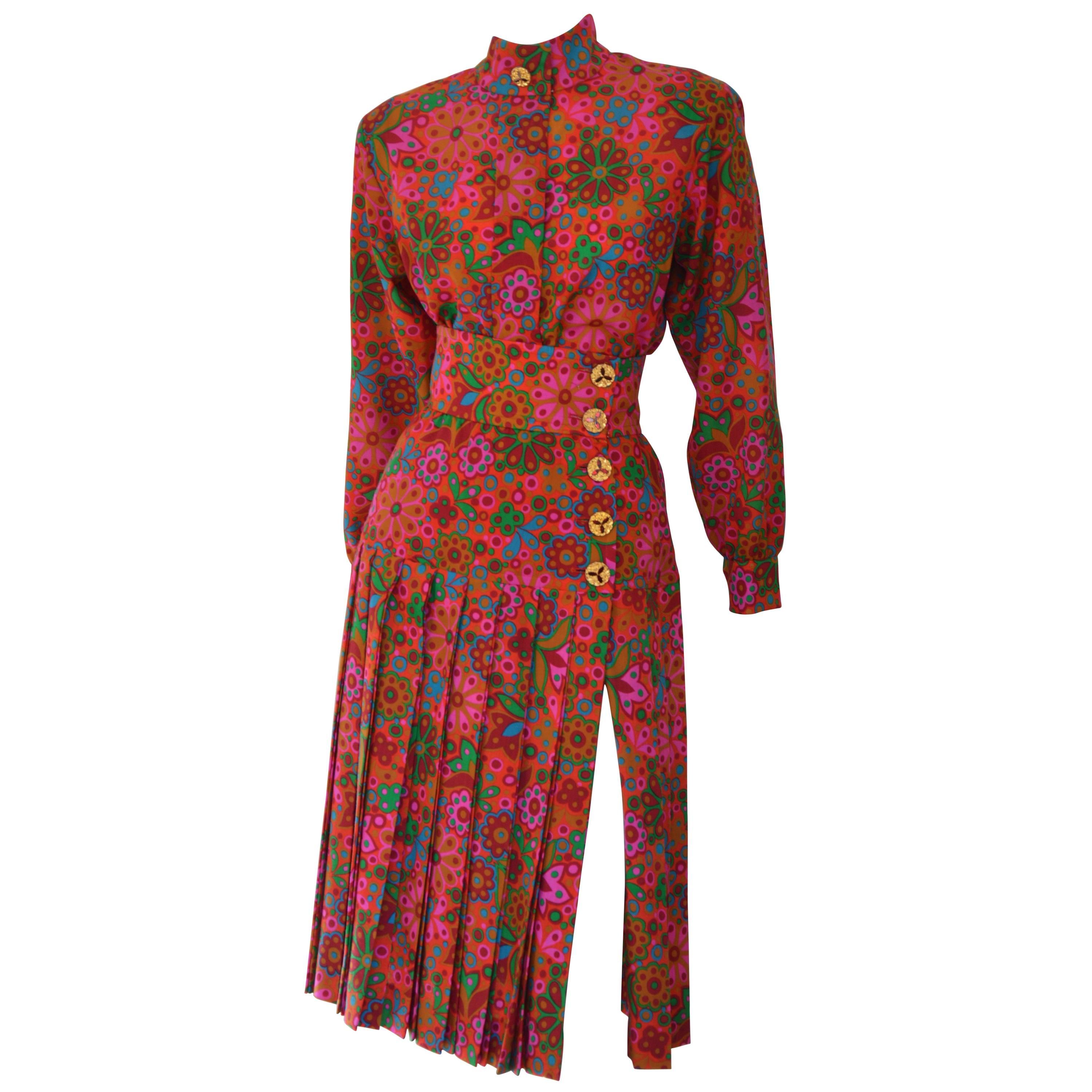 1990s Yves Saint Laurent Hippy Chic Blouse and Skirt For Sale
