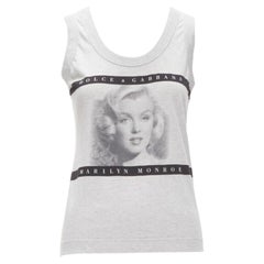 DOLCE GABBANA Vintage Cinematic Actress Y2K print grey tank top IT38 XS