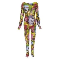 VERSACE 2018 Runway Tribute Pop Art Tuta con strass e cristalli IT38 XS