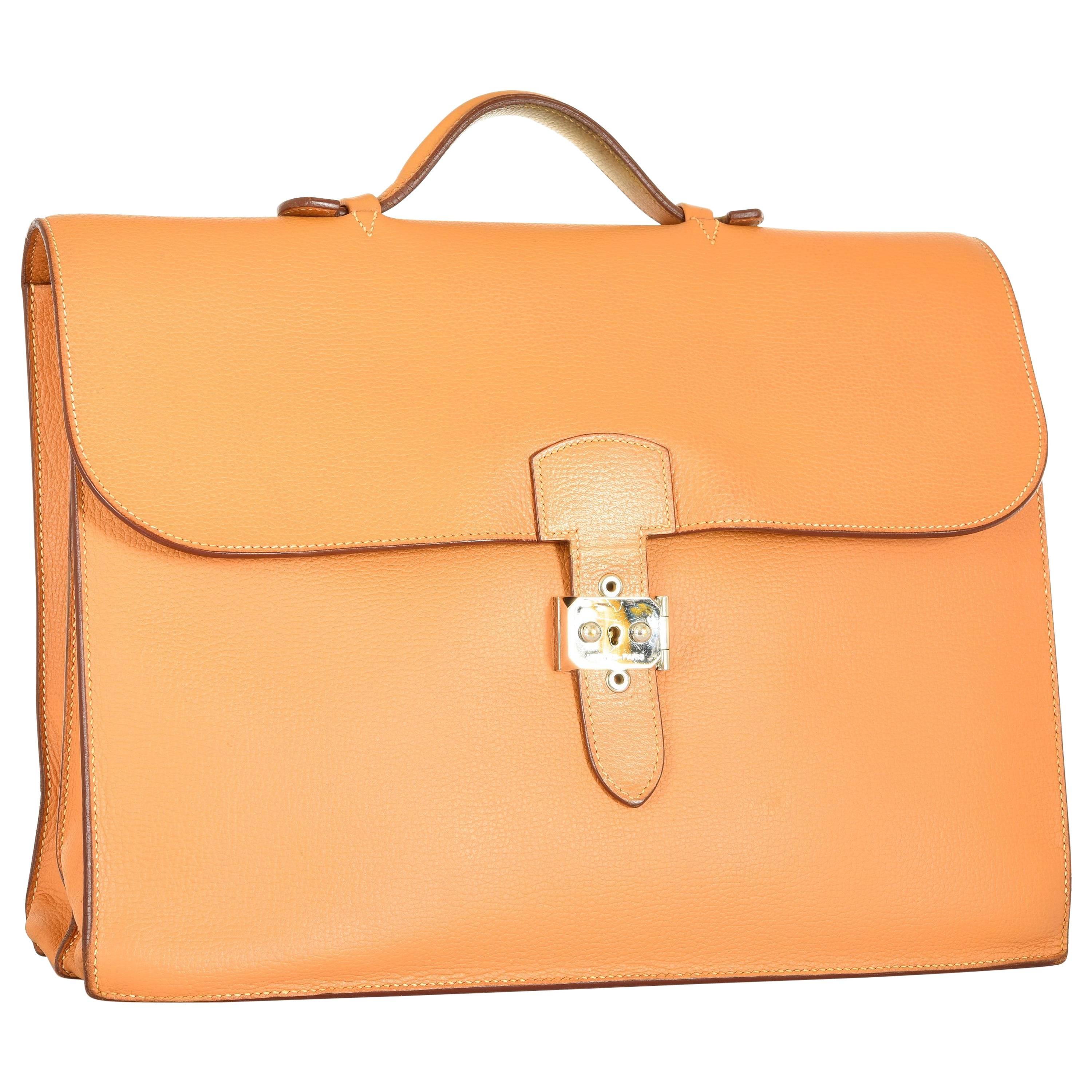 Hermes Sac A Depeches Briefcase Sable PHW