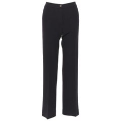 Michael Kors COLLECTION in lana vergine nera, pantaloni da lavoro a gamba stretta US2 26".