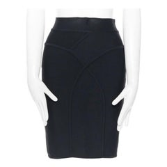 HERVE LEGER PARIS black body-conscious stretchable piping bandage pencil skirt S