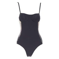 LA PERLA negro nude lentejuelas degradado lateral bañador acolchado top IT40 XS